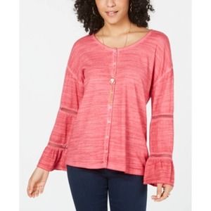 Style & Co Tiered Sleeve Button-up Top Size small